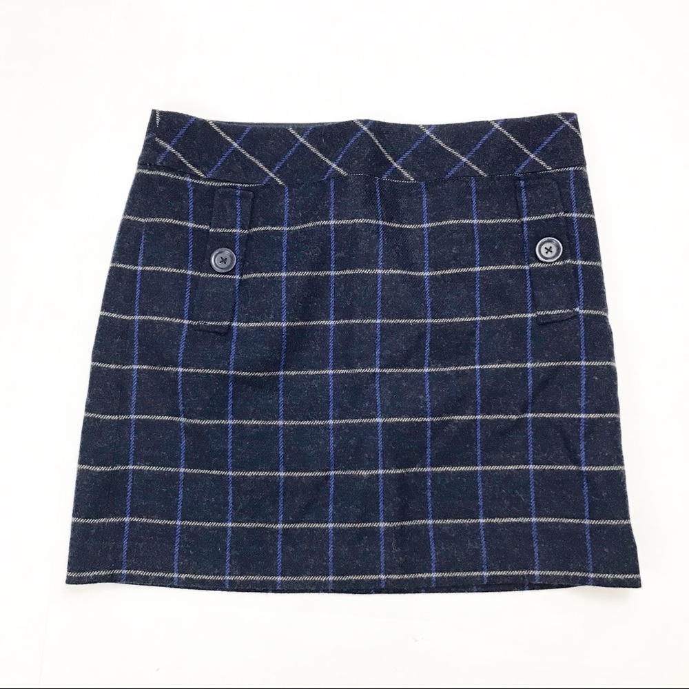Ann Taylor Loft plaid Blue Skirt size 8 EUC